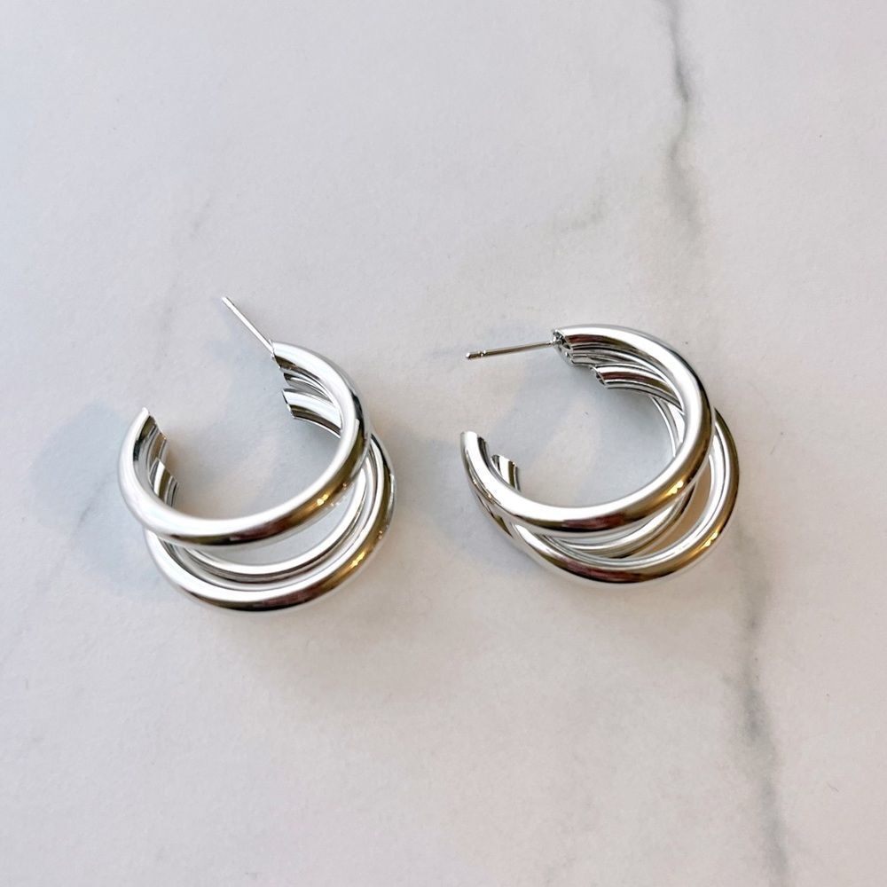 5/$25 SILVER OPEN HOOPS - Picture 5 of 6